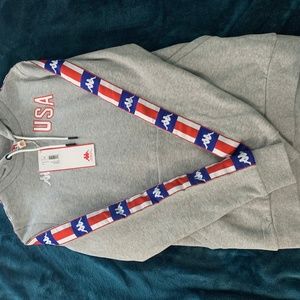 AUTHENTIC LA BARTUS HOODIE GREY MD MEL BLUE >Kappa